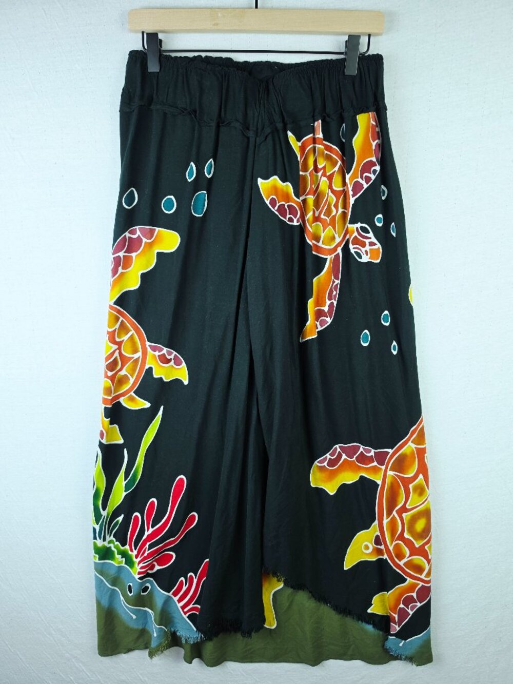 Vintage Maxi Skirt Beach Cover-up Batik Print Turtles Tropical Vacation size M